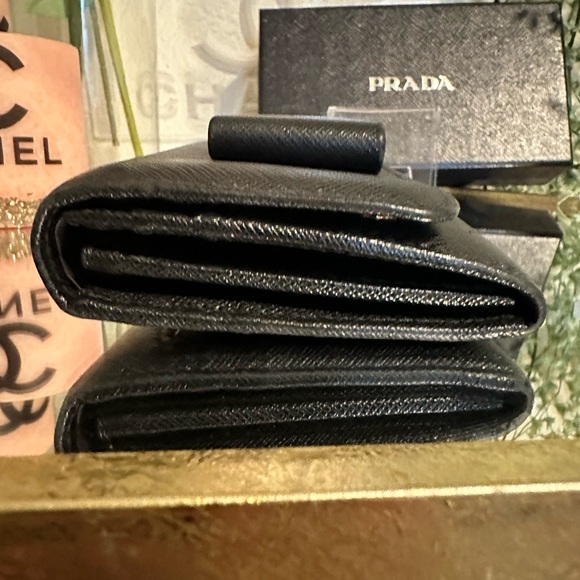 Prada ribbon long saffiano black continental bow wallet with Prada box - Picture 15 of 16
